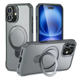   MagnoFold szürke MagSafe kompatibilis iPhone 16 védőtok kihajtható gyűrűvel