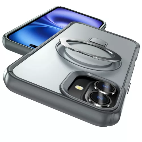 MagnoFold szürke MagSafe kompatibilis iPhone 16 védőtok kihajtható gyűrűvel