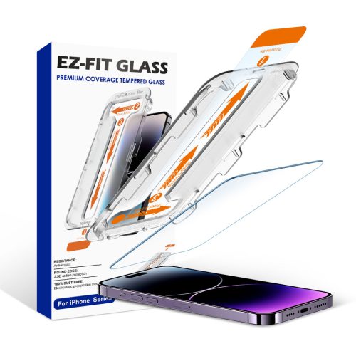 iPhone 15 Pro Max EZ-FIT Glass kijelzővédő fólia felhelyező applikátorral