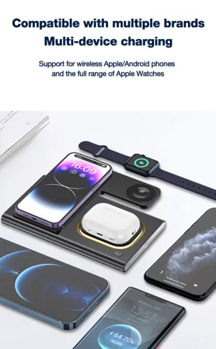 W12 15W vezeték nélküli MagSafe töltőállomás iPhone, Apple Watch és Airpods készülékekhez