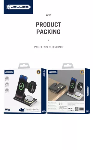 W12 15W vezeték nélküli MagSafe töltőállomás iPhone, Apple Watch és Airpods készülékekhez