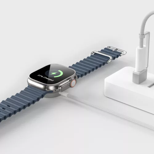 Mágneses USB / USB-C Apple Watch-gyorstöltő szőtt kábellel (1 m)