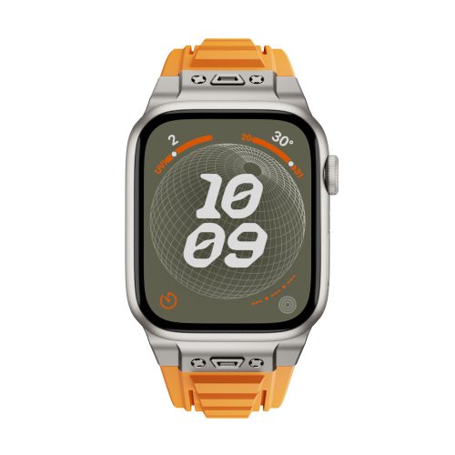 Apple Watch narancssárga explorer szíj titánszürke csatlakozóval 42/44/45/49 mm (Series 1-9, SE, Ultra) és 46 mm (Series 10/11)