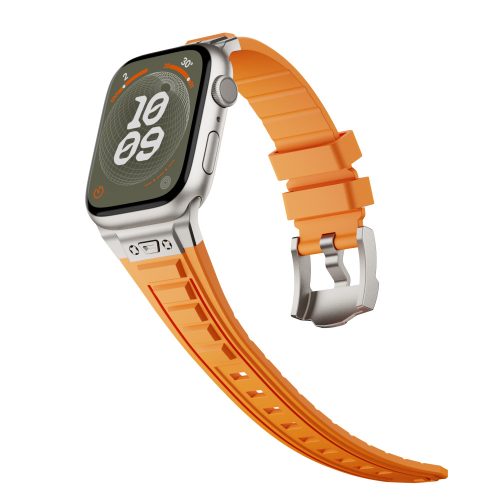 Apple Watch narancssárga explorer szíj titánszürke csatlakozóval 42/44/45/49 mm (Series 1-9, SE, Ultra) és 46 mm (Series 10/11)