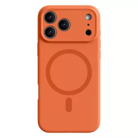   Narancssárga MagSafe kompatibilis iPhone 17 Pro Max szilikon tok kamerasziget védelemmel