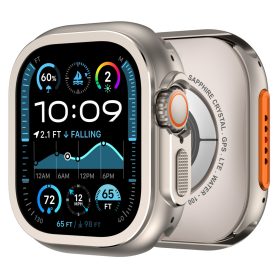   Apple Watch TitanShield Ultra fém védőkeret 49mm – natúr titán