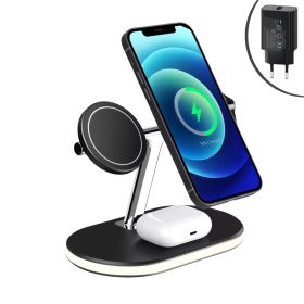   C300 15W 3 az 1-ben vezeték nélküli MagSafe kompatibilis töltőállomás (iPhone, Airpods és Apple Watch) - fekete