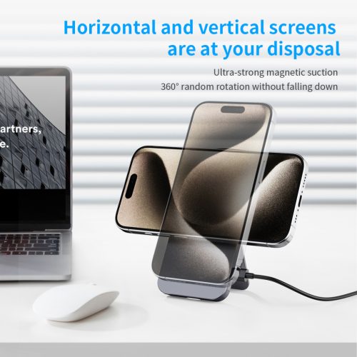 OJD-135 Qi2 15W 2 az 1-ben vezeték nélküli töltőállomás iPhone és Apple Watch készülékekhez