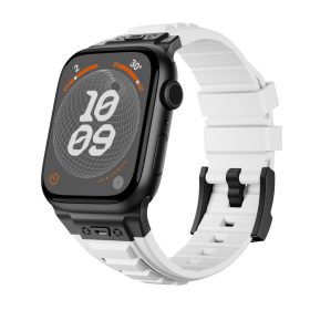   Apple Watch fehér explorer szíj fekete csatlakozóval 42/44/45/49 mm (Series 1-9, SE, Ultra) és 46 mm (Series 10/11)