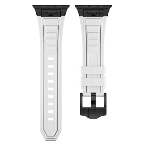 Apple Watch fehér explorer szíj fekete csatlakozóval 42/44/45/49 mm (Series 1-9, SE, Ultra) és 46 mm (Series 10/11)