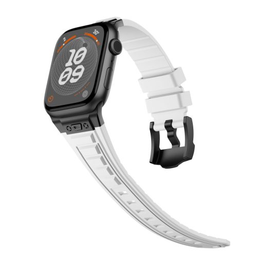 Apple Watch fehér explorer szíj fekete csatlakozóval 42/44/45/49 mm (Series 1-9, SE, Ultra) és 46 mm (Series 10/11)