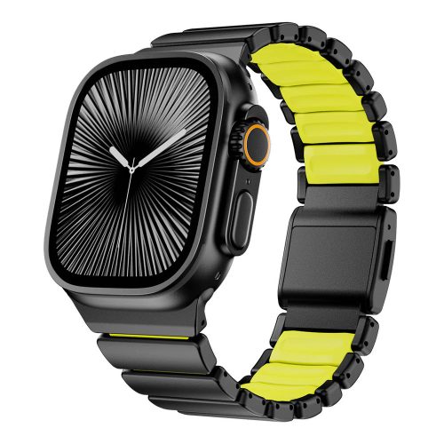 Magnetix fekete-zöld Apple Watch fémszíj (mágneses csattal)