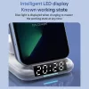 LFX-180 4 az 1-ben vezeték nélküli töltőállomás iPhone, Apple Watch és AirPods töltéséhez, digitális óra kijelzővel és ébresztő funkcióval