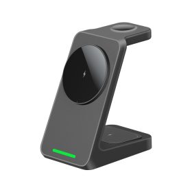   OJD-128 vezeték nélküli MagSafe töltő, 3 az 1-ben töltőállomás, asztali gyorstöltő, fekete