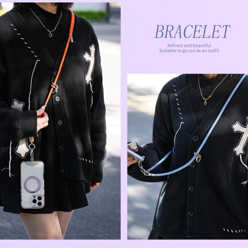 Bézs crossbody pánt iPhone-hoz – állítható, 160 cm