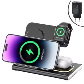   A80 15W 4 az 1-ben vezeték nélküli töltőállomás (iPhone, Airpods és Apple Watch) - fekete