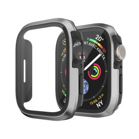   Szürke-fekete alumínium Apple Watch védőtok edzett üveggel