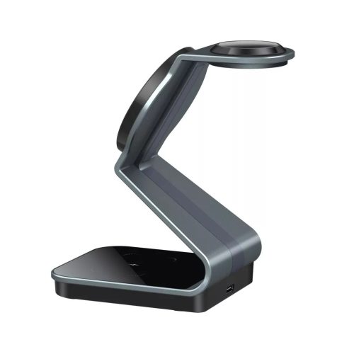 OJD-Q222 15W Qi2 3 az 1-ben vezeték nélküli MagSafe kompatibilis töltőállomás (iPhone, Airpods és Apple Watch) - fekete