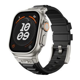   Apple Watch fekete explorer szíj titánszürke csatlakozóval 42/44/45/49 mm (Series 1-9, SE, Ultra) és 46 mm (Series 10/11)