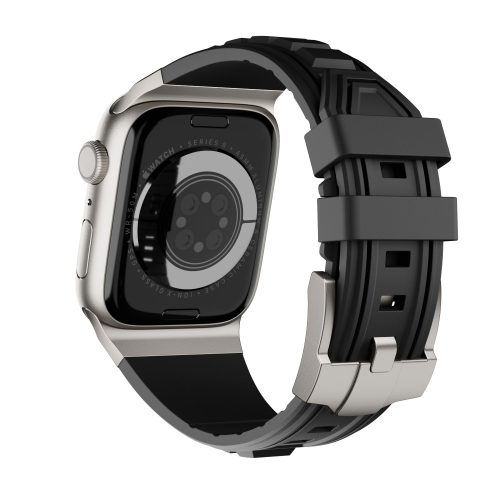 Apple Watch fekete explorer szíj titánszürke csatlakozóval 42/44/45/49 mm (Series 1-9, SE, Ultra) és 46 mm (Series 10/11)