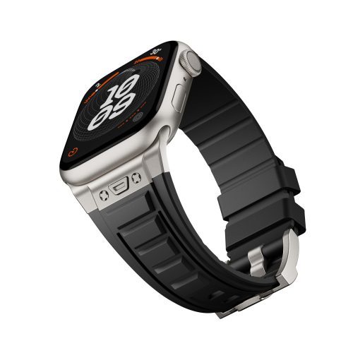 Apple Watch fekete explorer szíj titánszürke csatlakozóval 42/44/45/49 mm (Series 1-9, SE, Ultra) és 46 mm (Series 10/11)