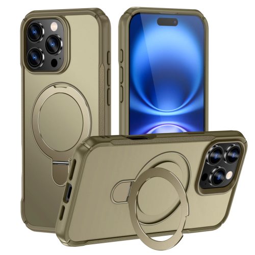 MagnoFold khaki MagSafe kompatibilis iPhone 16 Pro Max védőtok kihajtható gyűrűvel
