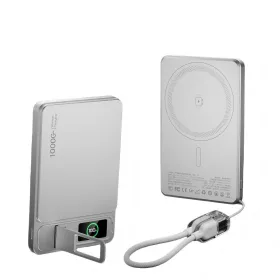   C2 mágneses PowerBank 10 000 mAh – iPhone, Apple Watch és AirPods készülékekhez, ezüst