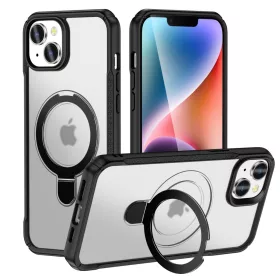   MagnoFold fekete/áttetsző MagSafe kompatibilis iPhone 13 / iPhone 14 védőtok kihajtható gyűrűvel