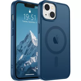 Frosted sötétkék iPhone 14 Plus MagSafe tok