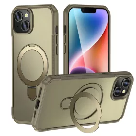   MagnoFold khaki MagSafe kompatibilis iPhone 15 védőtok kihajtható gyűrűvel