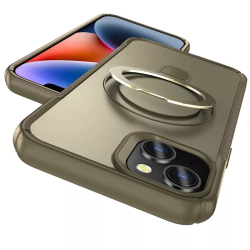 MagnoFold khaki MagSafe kompatibilis iPhone 15 védőtok kihajtható gyűrűvel