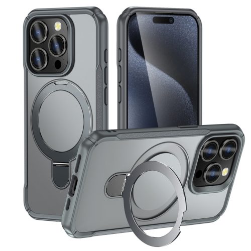 MagnoFold szürke MagSafe kompatibilis iPhone 15 Pro védőtok kihajtható gyűrűvel