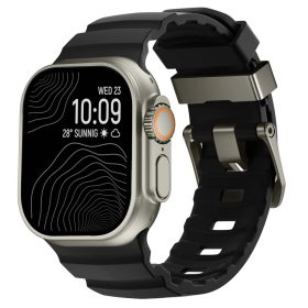   SteelActive Sport fekete Apple Watch szilikon szíj szürke csattal