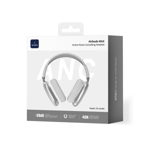 WiWU Airbuds MAX TD-18 ANC Bluetooth fejhallgató, aktív zajszűréssel - ezüst