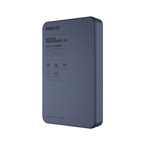 W36 10000mAh MagSafe kompatibilis PowerBank, mélykék színű