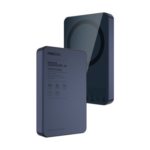 W36 10000mAh MagSafe kompatibilis PowerBank, mélykék színű