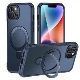   MagnoFold sötétkék MagSafe kompatibilis iPhone 13 / iPhone 14 védőtok kihajtható gyűrűvel
