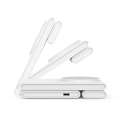 M5 Qi2 3 az 1-ben összecsukható mágneses vezeték nélküli töltőállomás iPhone / Apple Watch / AirPods – Fehér