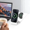 M5 Qi2 3 az 1-ben összecsukható mágneses vezeték nélküli töltőállomás iPhone / Apple Watch / AirPods – Fehér