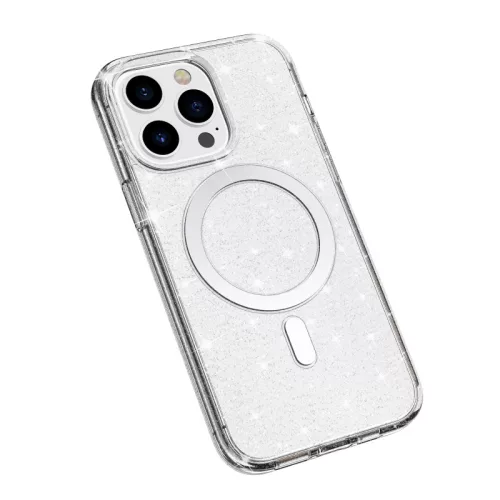 Csillogós MagSafe kompatibilis átlátszó iPhone 14 Plus védőtok