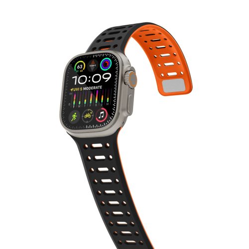 Apple Watch fekete/narancssárga mágneses szilikon szíj