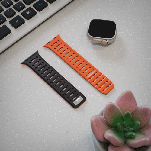 Apple Watch fekete/narancssárga mágneses szilikon szíj