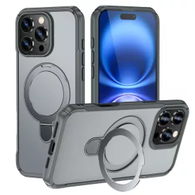   MagnoFold szürke MagSafe kompatibilis iPhone 16 Pro védőtok kihajtható gyűrűvel