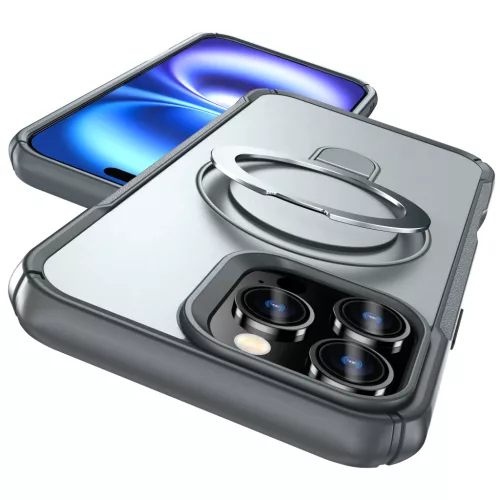 MagnoFold szürke MagSafe kompatibilis iPhone 16 Pro védőtok kihajtható gyűrűvel