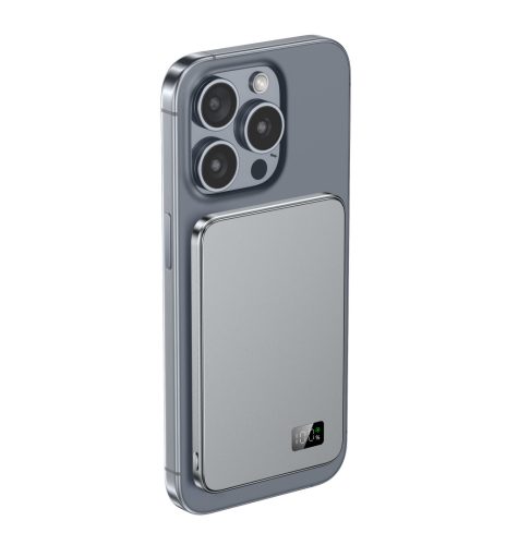 F20 mágneses PowerBank 10 000 mAh – iPhone, Apple Watch és AirPods készülékekhez, szürke