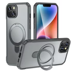   MagnoFold szürke MagSafe kompatibilis iPhone 13 / iPhone 14 védőtok kihajtható gyűrűvel