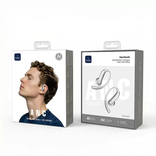 WiWU O502 Open Ear Bluetooth fülhallgató, AI fordítással, ANC+ENC zajszűréssel és nyitott kialakítással - fehér