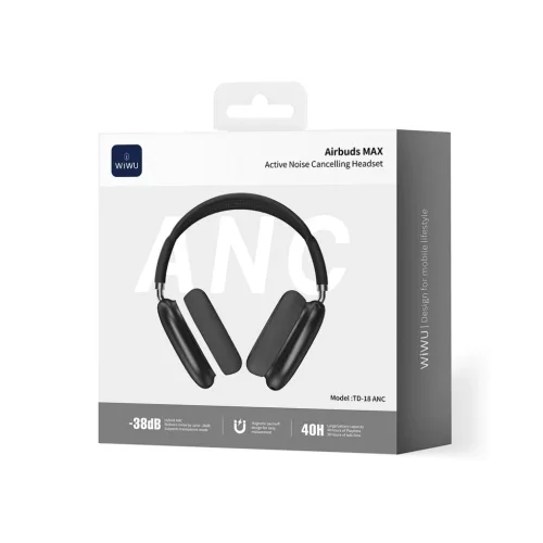 WiWU Airbuds MAX TD-18 ANC Bluetooth fejhallgató, aktív zajszűréssel - fekete