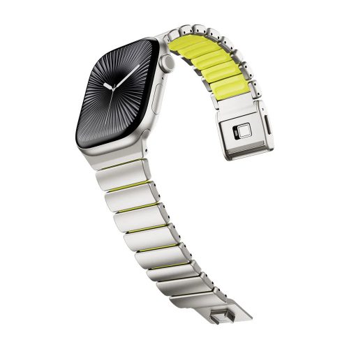 Magnetix titánszürke-zöld Apple Watch fémszíj (mágneses csattal)