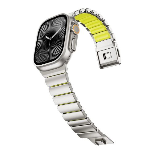 Magnetix titánszürke-zöld Apple Watch fémszíj (mágneses csattal)